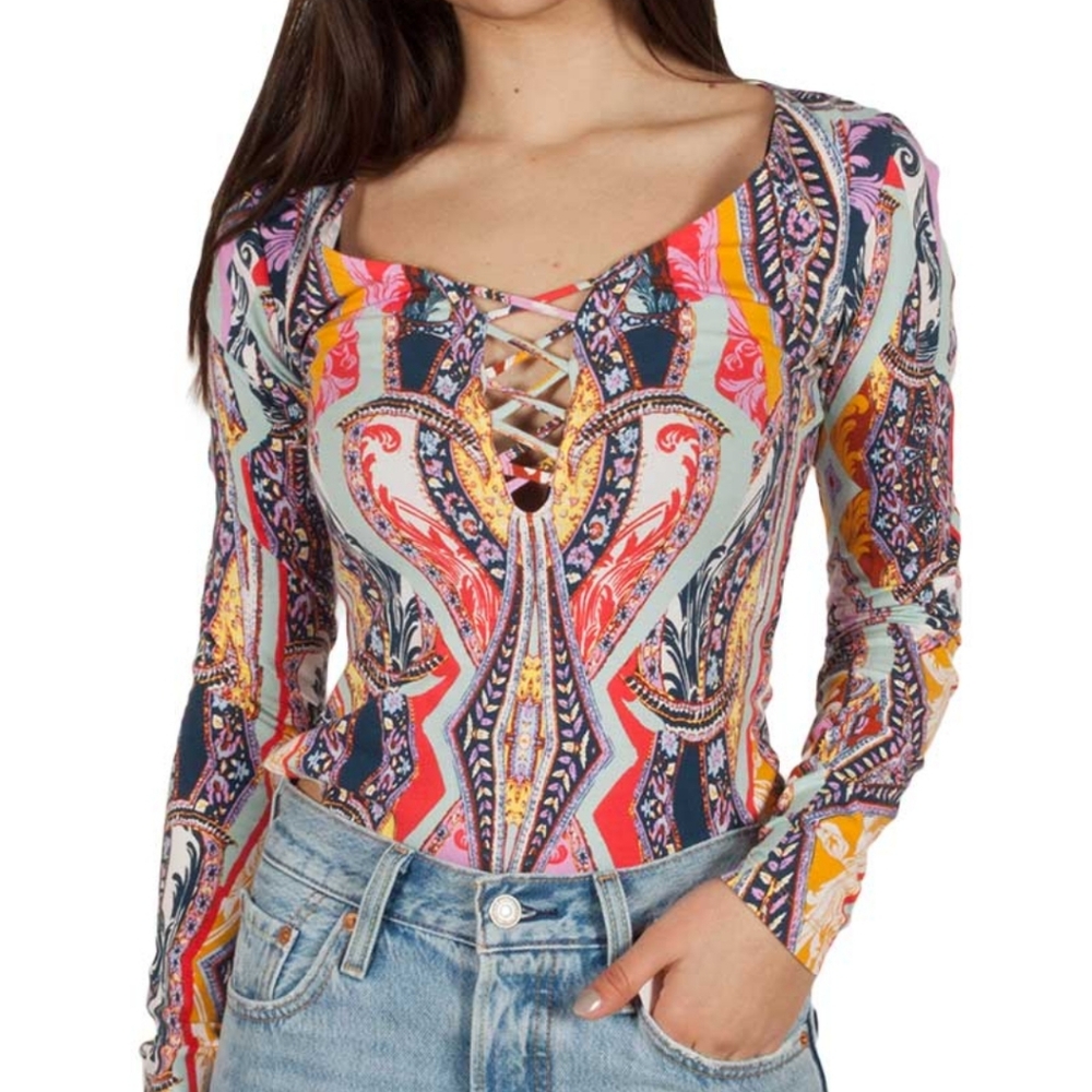 Free People, Multicolor Patterned Women's Top, Size XS/TP, NWT